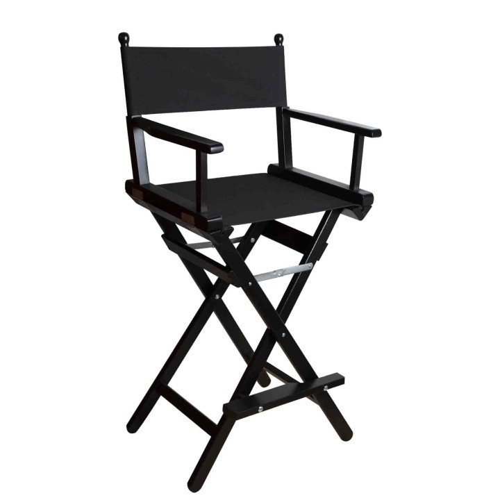 Black tall folding director's chair 42x56 h120 cm