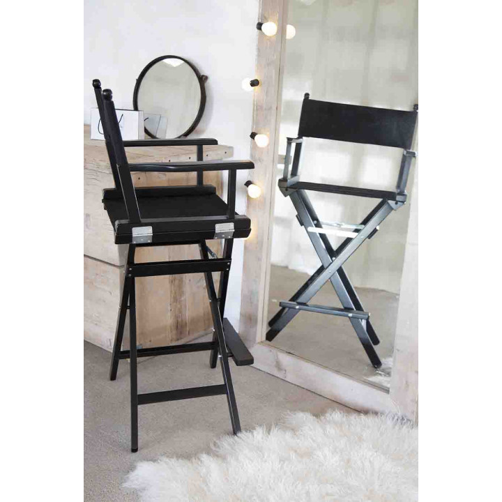 Black tall folding director's chair 42x56 h120 cm