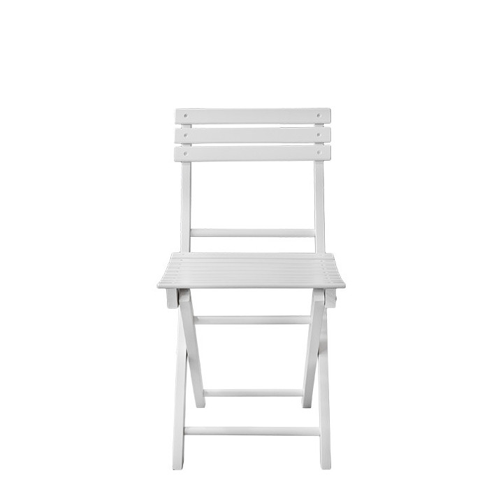 Folding white laquered wooden chair 33 x 39.5 h83 cm