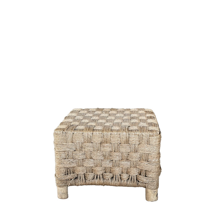 Sgabello cubo vintage in corda intrecciata 40 x 40 h30 cm