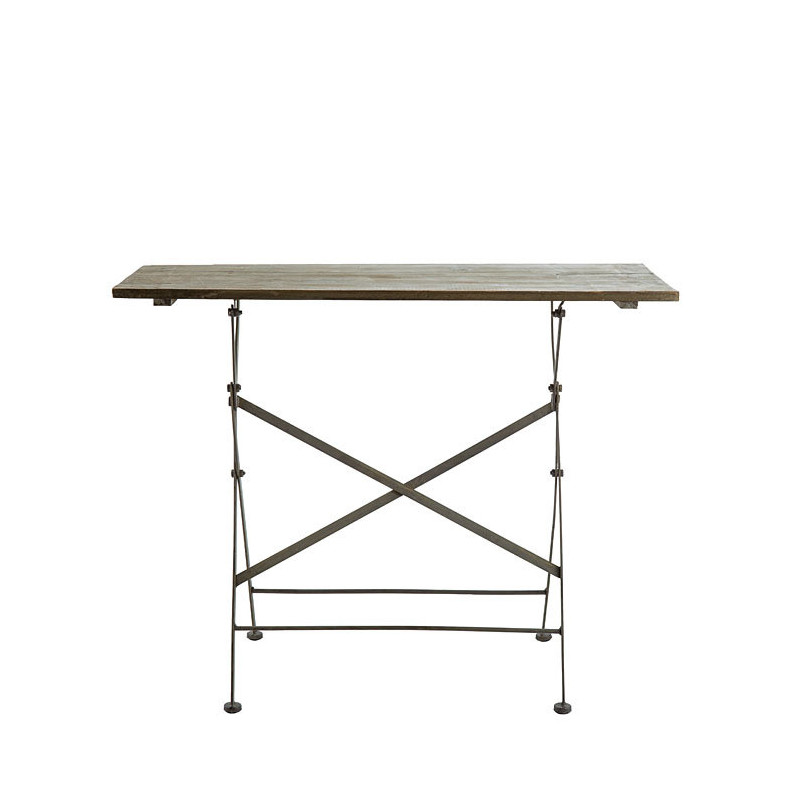 Table rectangulaire bistrot pliable en bois et fer 99 x 45 h78 cm