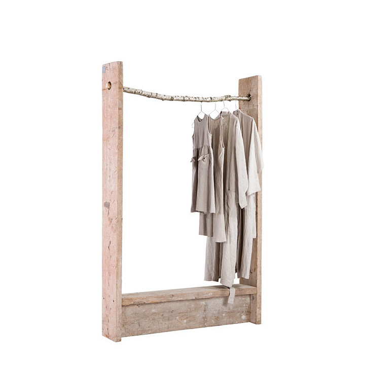 Raw plank and birch coat hanger structure 109 cm