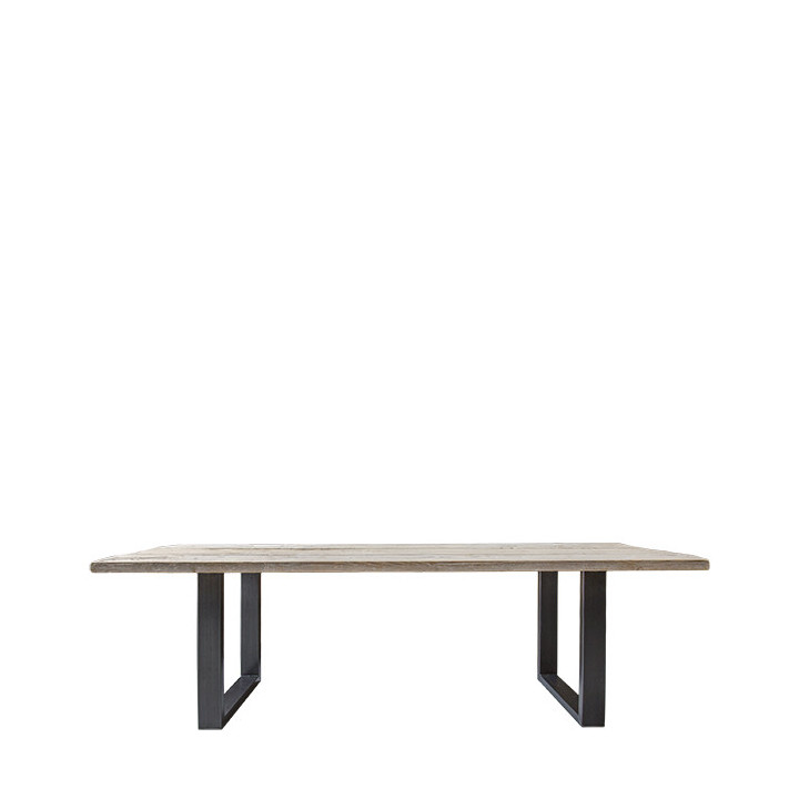 Raw plank table with dark iron legs 200 x 80 h74 cm