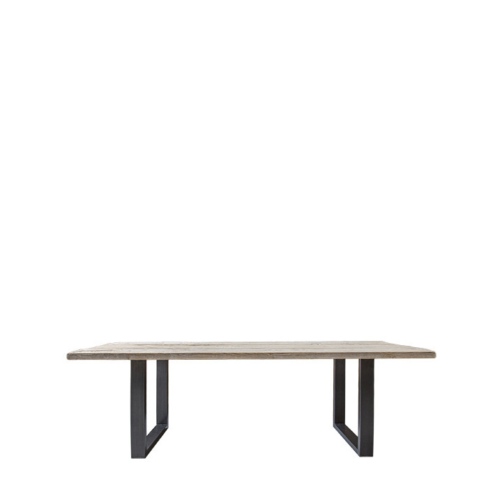 Raw plank table with dark metal legs 180 x 90 h74 cm
