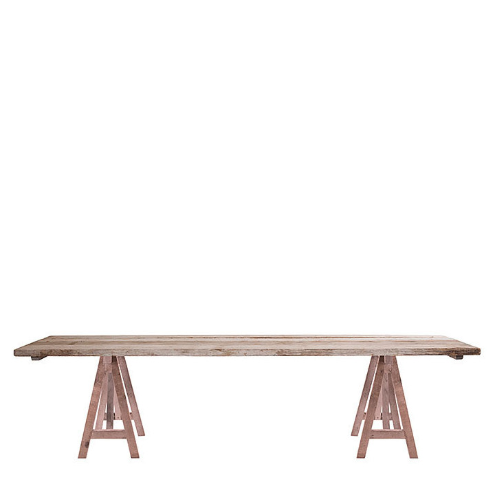 Tavolo assi grezze con 2 cavalletti assi grezze 300 x 100 h76 cm