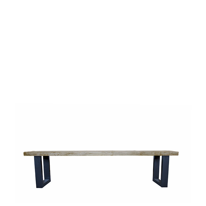 Panca assi grezze con gambe ferro antracite 220 x 42 h45 cm
