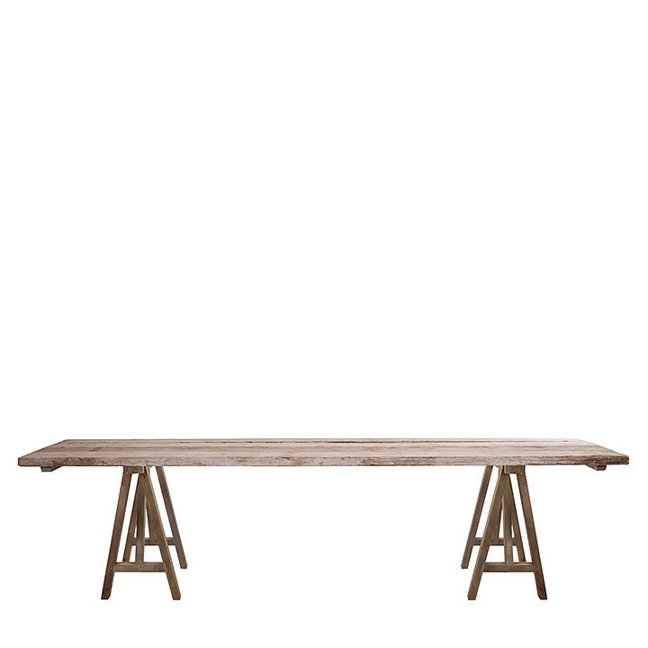 Tavolo assi grezze con 2 cavalletti in acacia 300 x 100 h74 cm