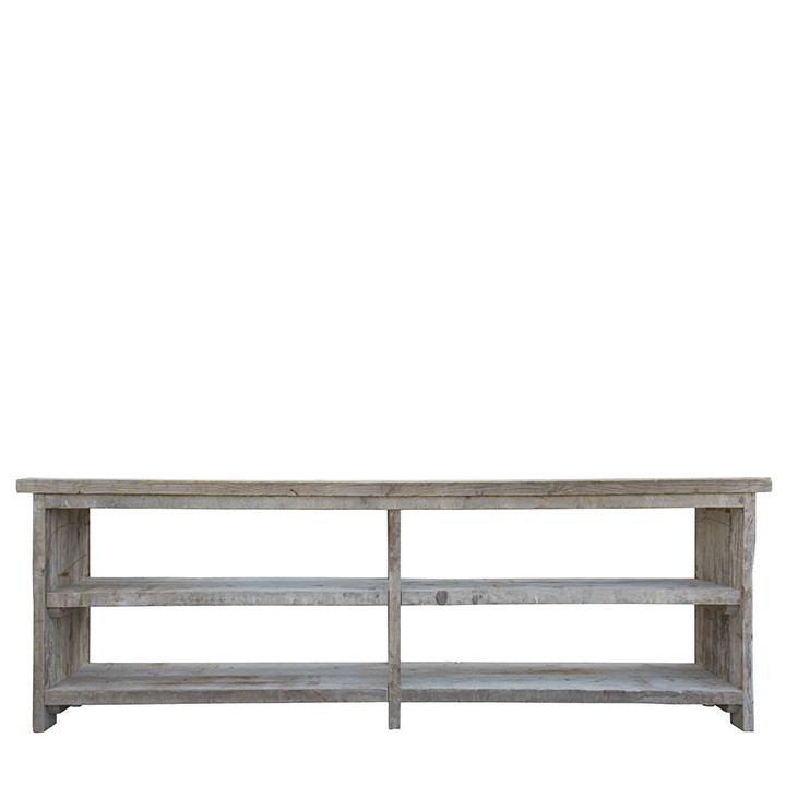 Raw plank console with 3 shelves 300 x 40 h80 cm