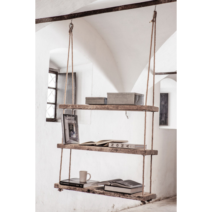 Raw plank rocking with 3 shelves 110 x 24 h180