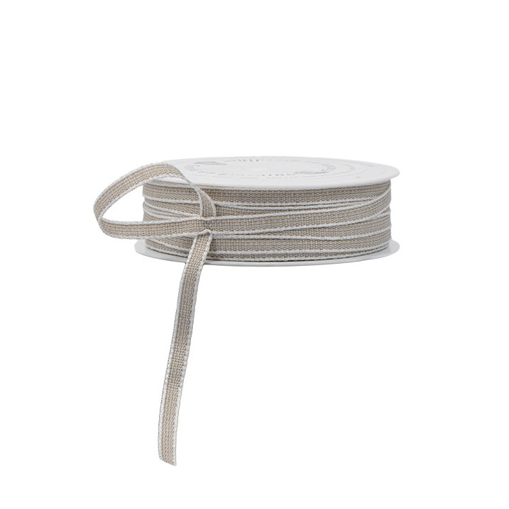 Linen ribbon with white edge