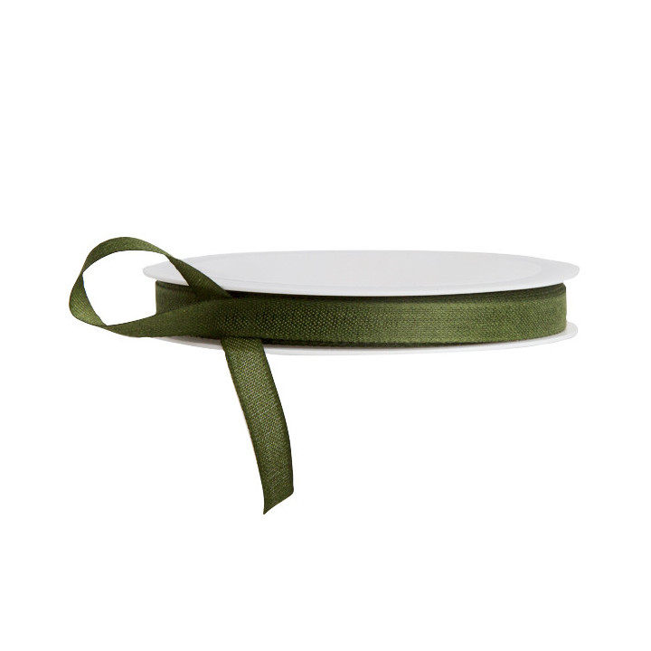 Ruban en coton couleur verte foncee 25m x 10mm
