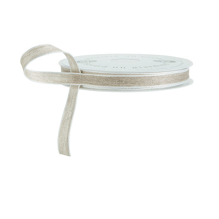 Linen ribbon with white edge