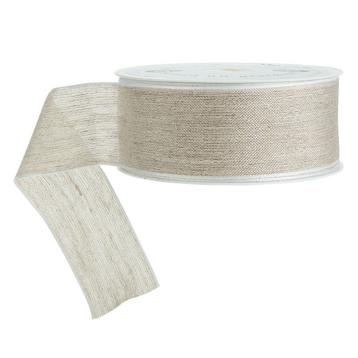 Nastro lino con bordo bianco animato 20m x 4 cm