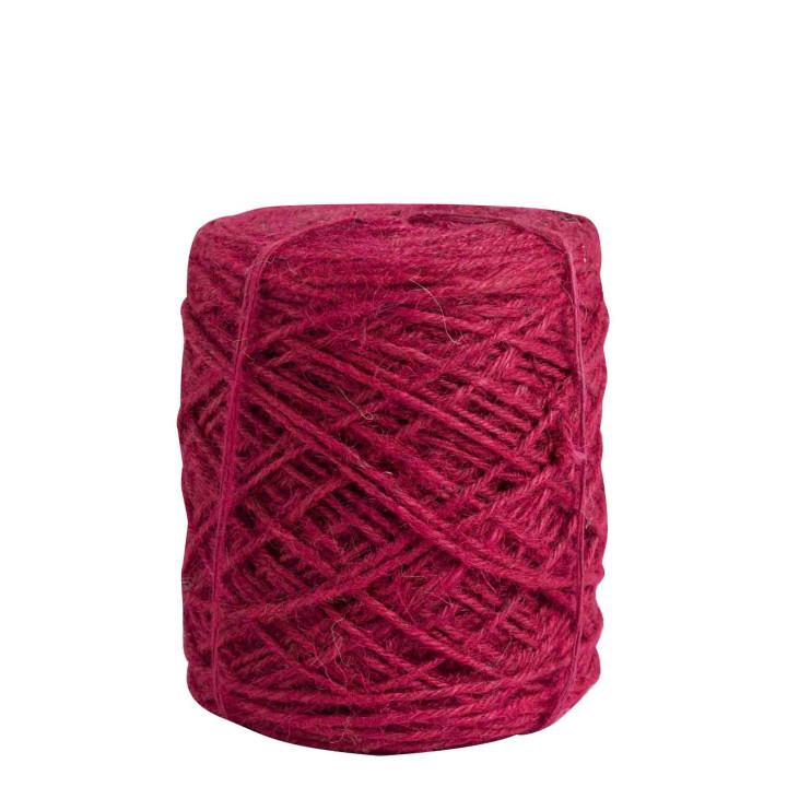 Pelote de ficelle en jute naturelle couleur fuxia 470m x 3.5mm