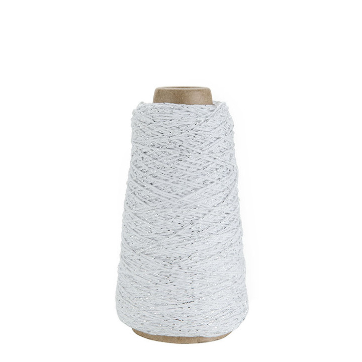 White skein with silver lurex 300m x2 mm