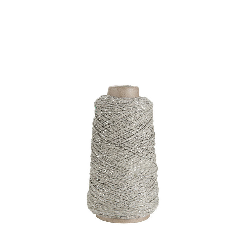 Cotton skein natural colour with silver lurex 300m x2 mm
