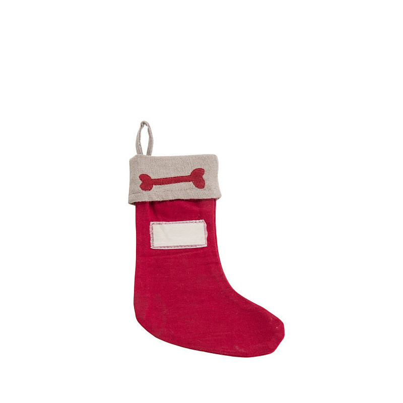 Red stocking with bone pattern for dog