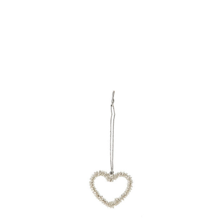 Coeur avec petites perles claires h4 cm