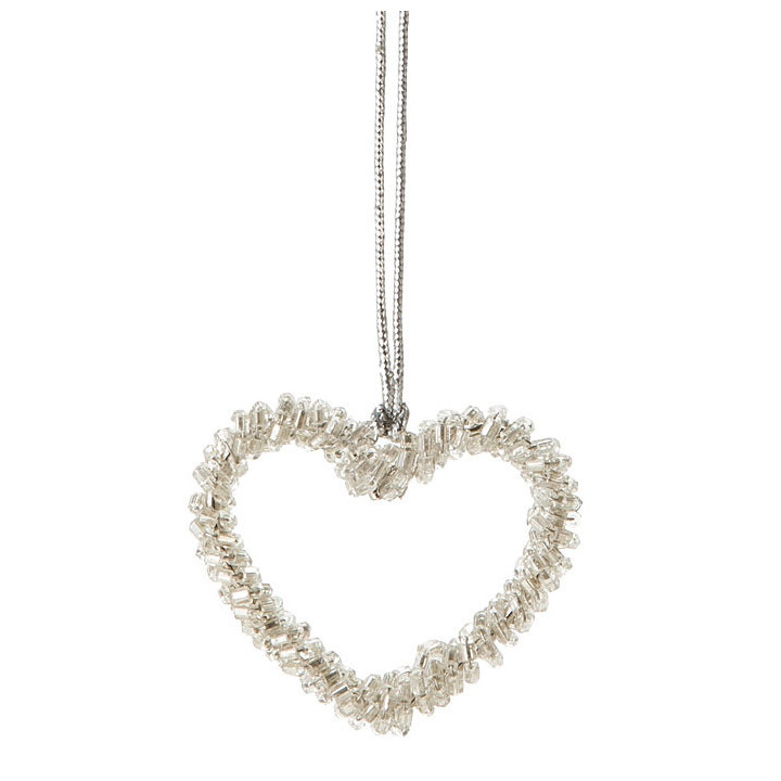 Cuore con perline chiare h4 cm