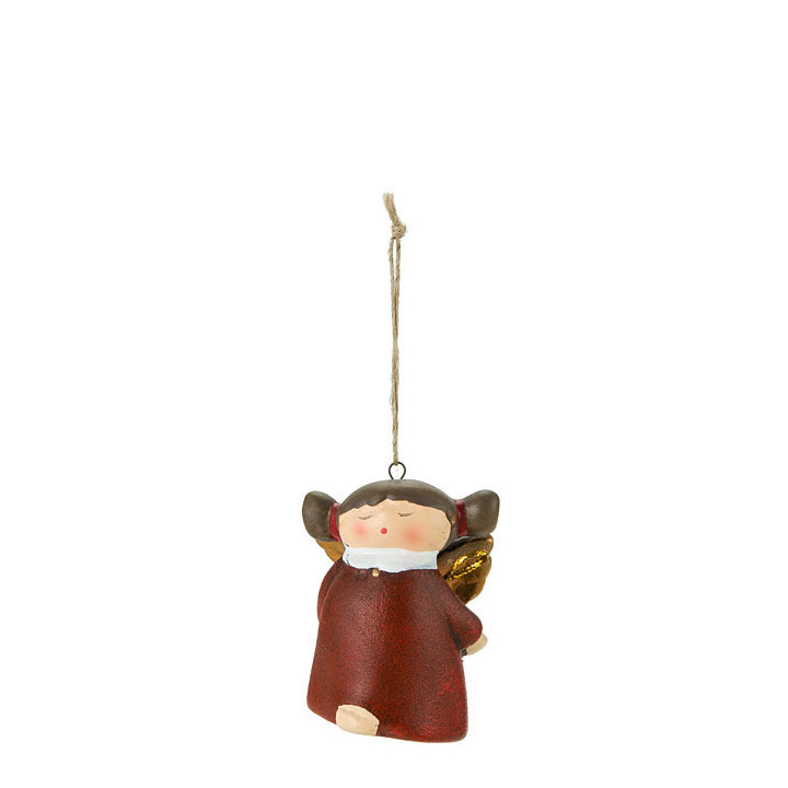 Sleepy angel with bell in red dress h5 cm