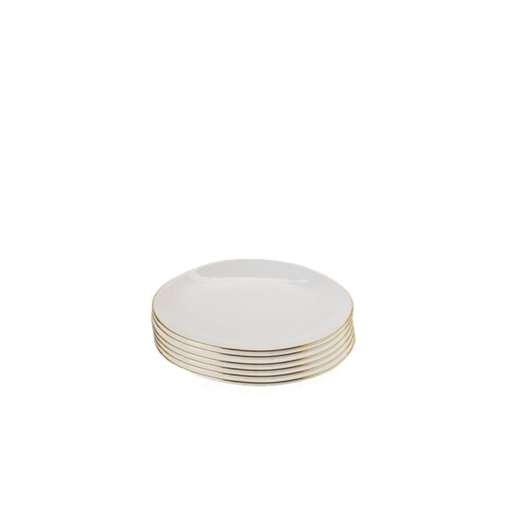 Set 6 piatti dessert in terracotta con bordo oro d21 cm