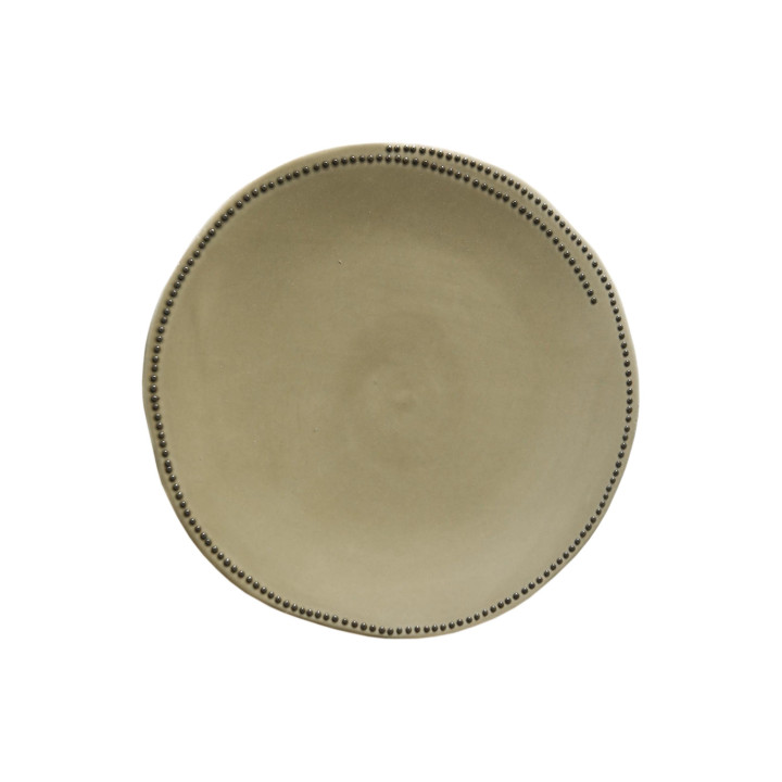 Wood green porcelain dessert plate with spotted edge d18,5 cm