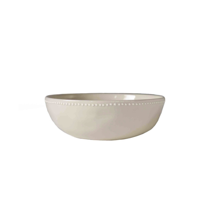 Piatto fondo porcellana crema bordo puntini d18 cm