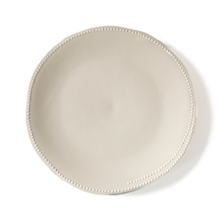 Assiette en porcelaine couleur creme avec bord pointille d26 cm