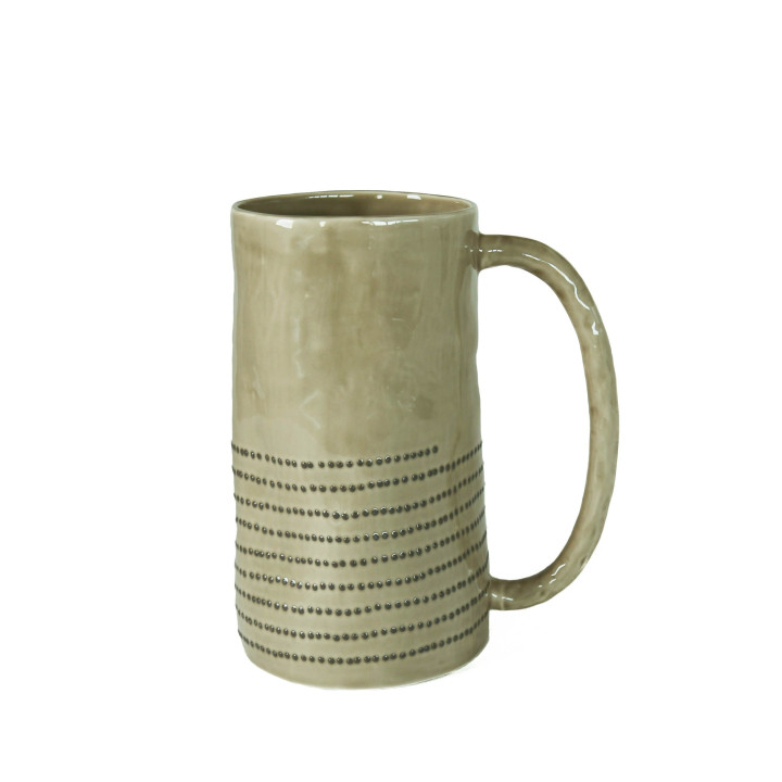 Carafe en porcelaine vert foret avec bord pointille d12,5 h21 cm