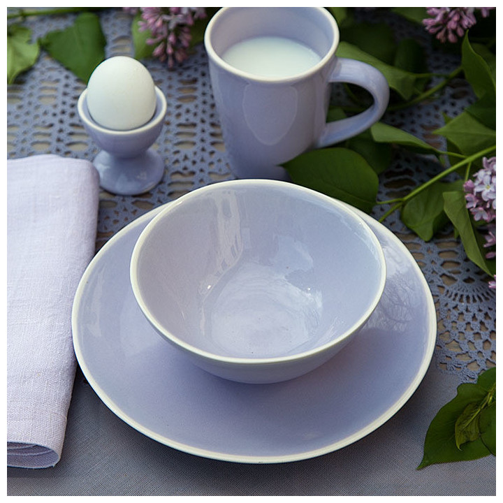 Assiette mauve pour fruits en terre cuite d21 cm