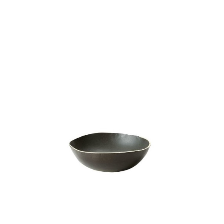 Big black bowl with natural edge d24 h7 cm