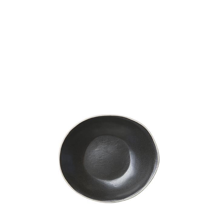 Black oval bowl with natural edge 16x18 cm