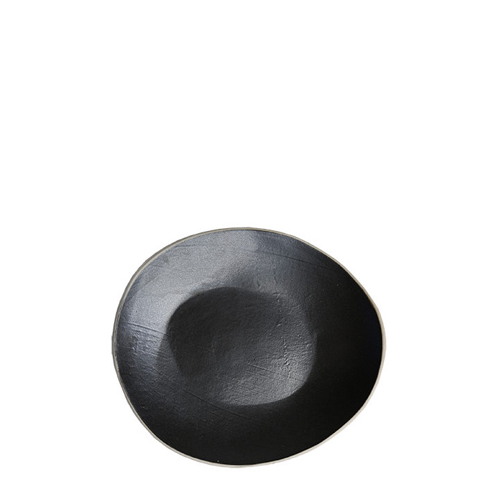 Piatto ovale 21x24 cm nero bordo naturale