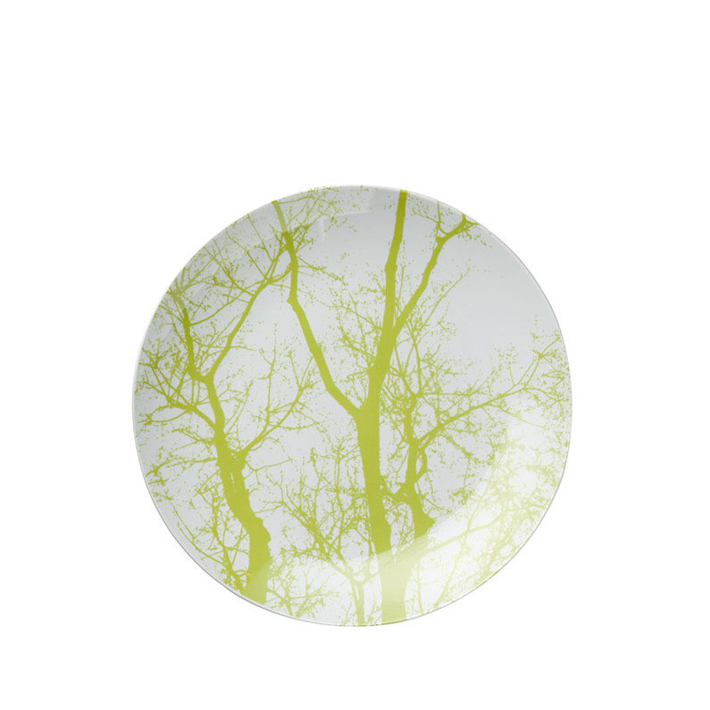 Assiette plate motif branches vertes d27 cm