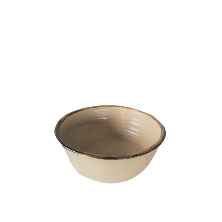 Thick gres plate with brown edge d18 cm