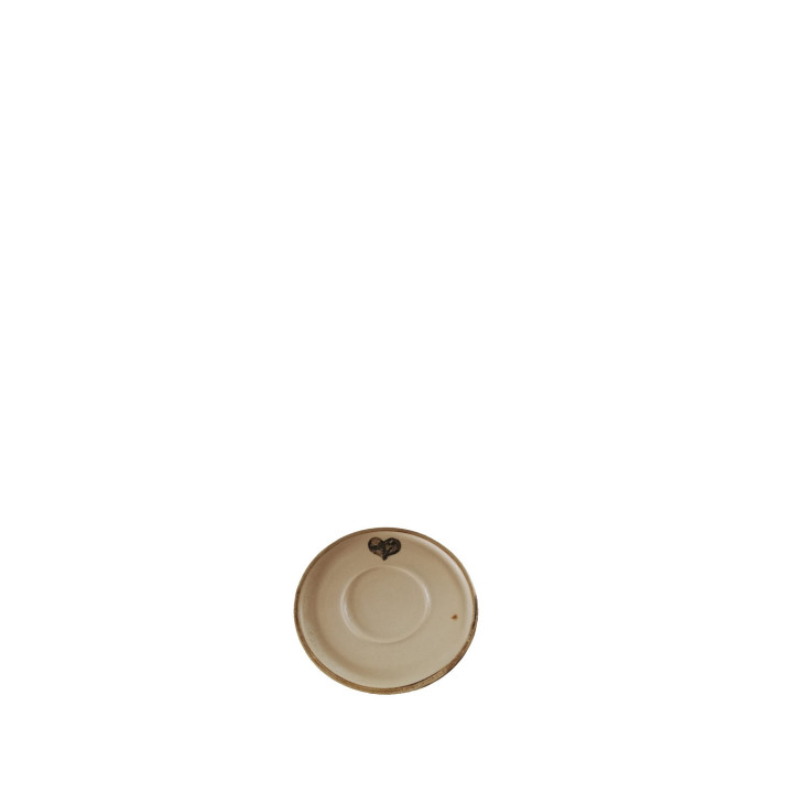 Thick gres plate with brown edge d18 cm