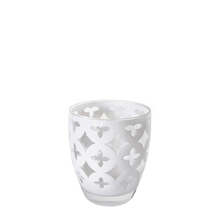 Bicchiere metacrilato decoro bianco v400 ml d8.6 h10 cm