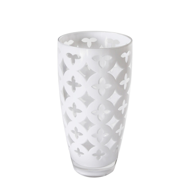 Verre haut en methacrylate decoration blanche
