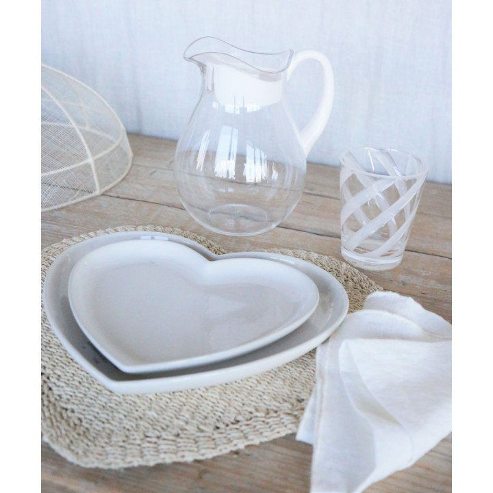 Carafe en methacrylate avec bouchon et poignee blanc h21 cm