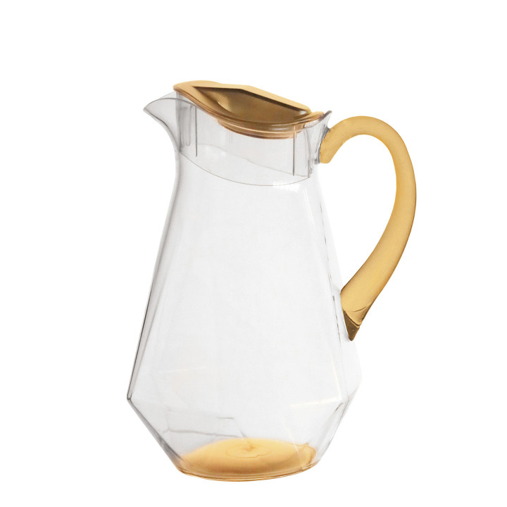 Carafe hexagonal en methacrylate transparent avec fond dore