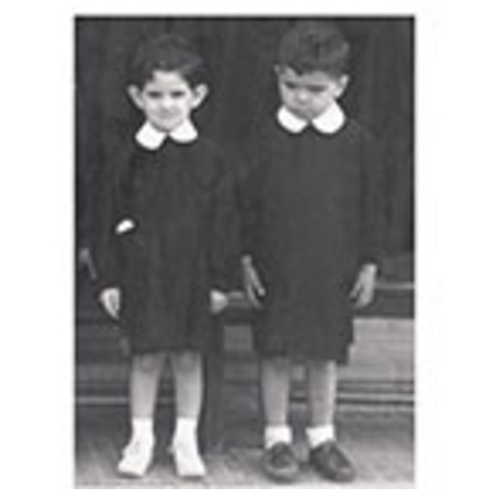 Tableau deux enfants a l'ecole 25x35 cm