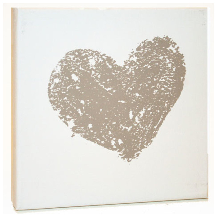 Quadro cuore lino con fondo panna 20 x 20 cm