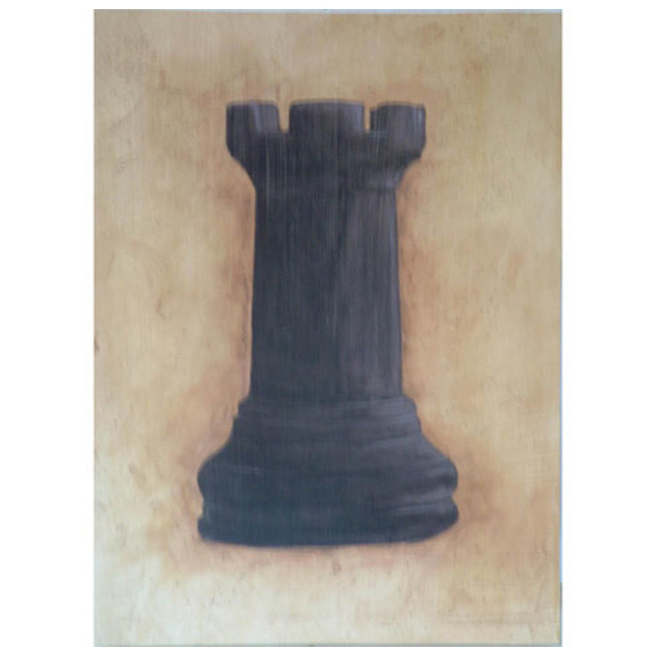 Painting with black rook on a light background 30x40 cm