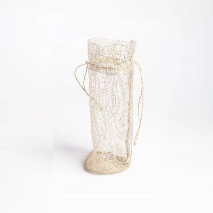 Petit sac en abaca creme d6 h17 cm
