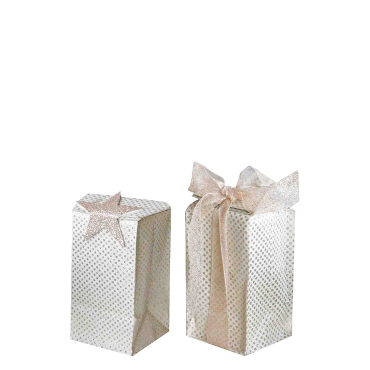 Glitter paper bag linen color 7 x 7 h20 cm