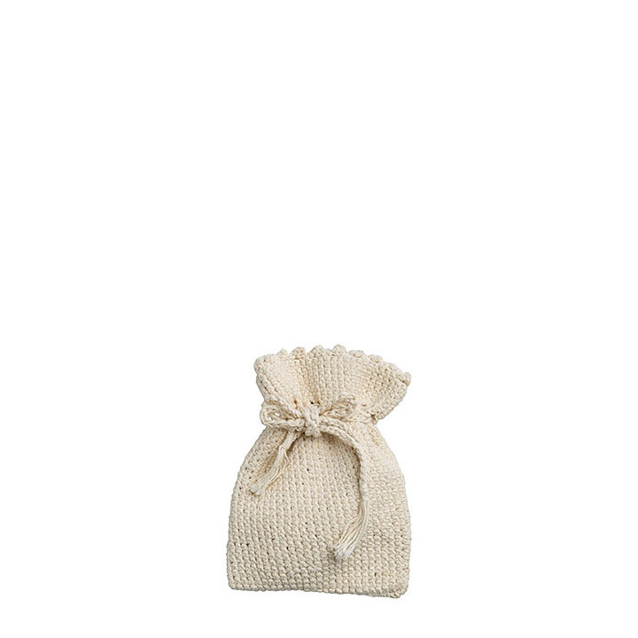Sachet en crochet fermeture lacet 11 x 15 cm
