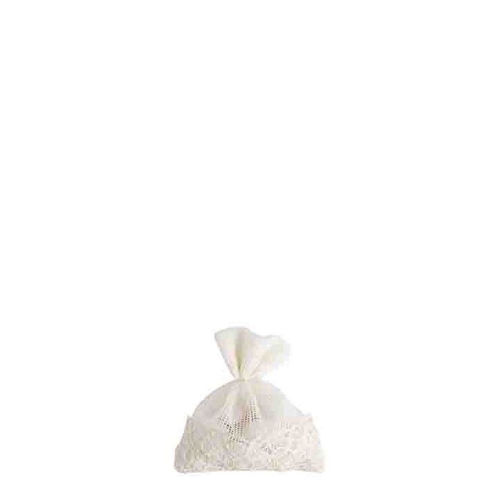 Sachet en filet beige et dentelle 9 cm