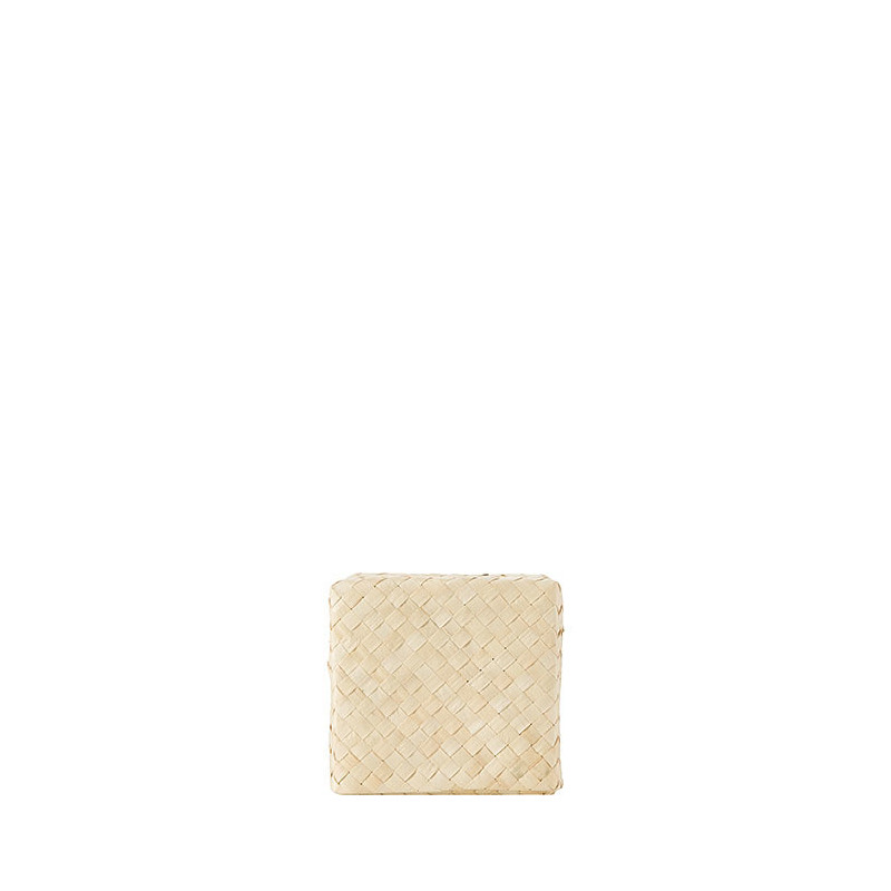 Scatola in paglia intrecciata a forma di cubo h12 cm
