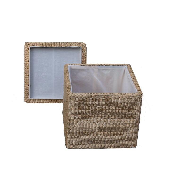 Cubic basket with lining and top 40x40 h40 cm