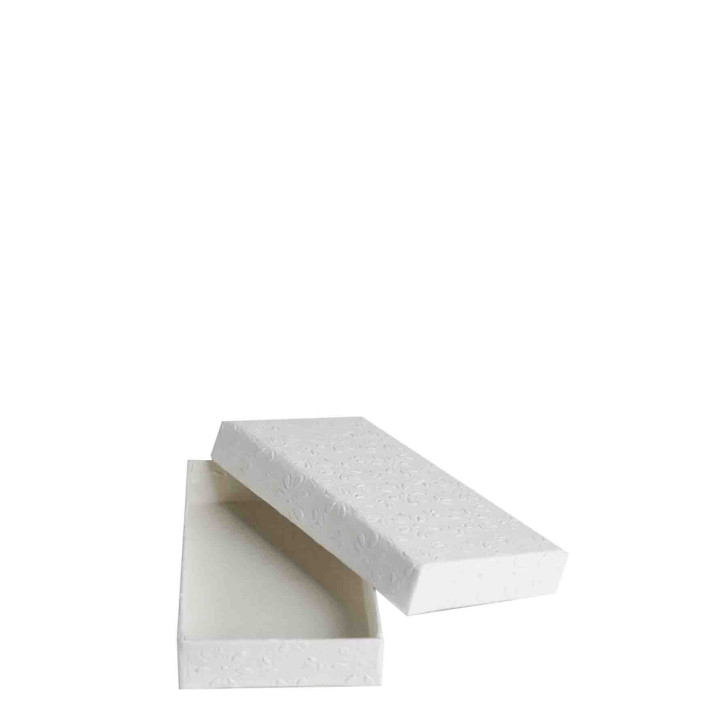 Scatola di carta con fiori rilievo colore bianco 8 x 13 h2.5 cm